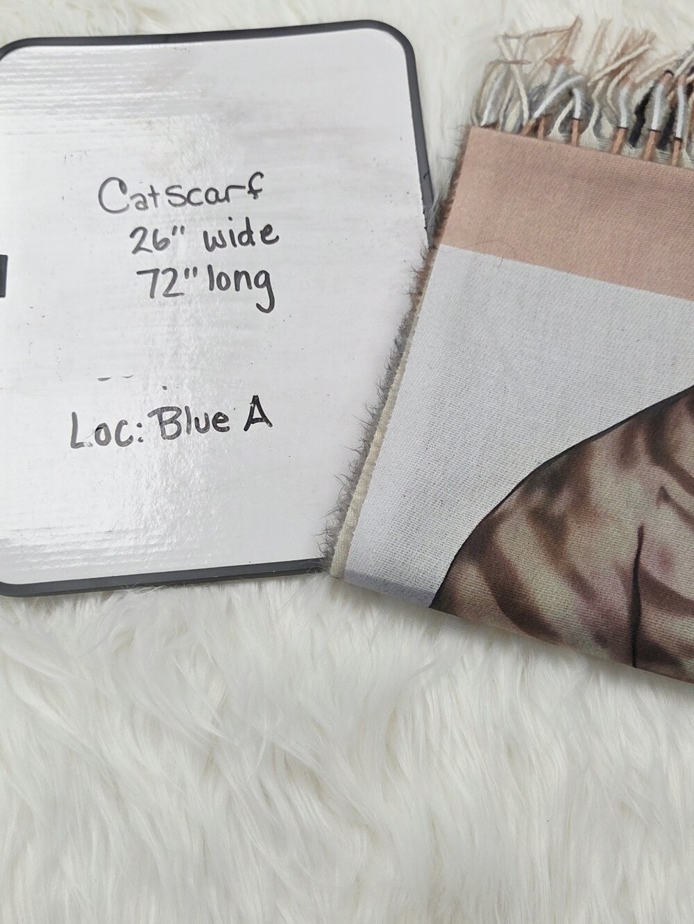 Cat Print Fringe Pet Blanket Scarf wrap - Pink and Cream - Picture 8 of 8